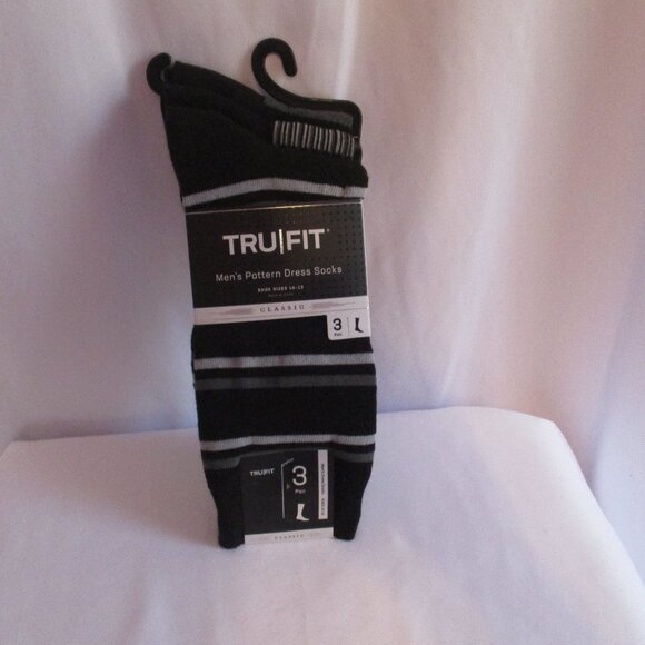 3 Pairs TRU FIT MEN'S Pattern Dress Socks Shoe Sizes 10-13 - Picture 1 of 3